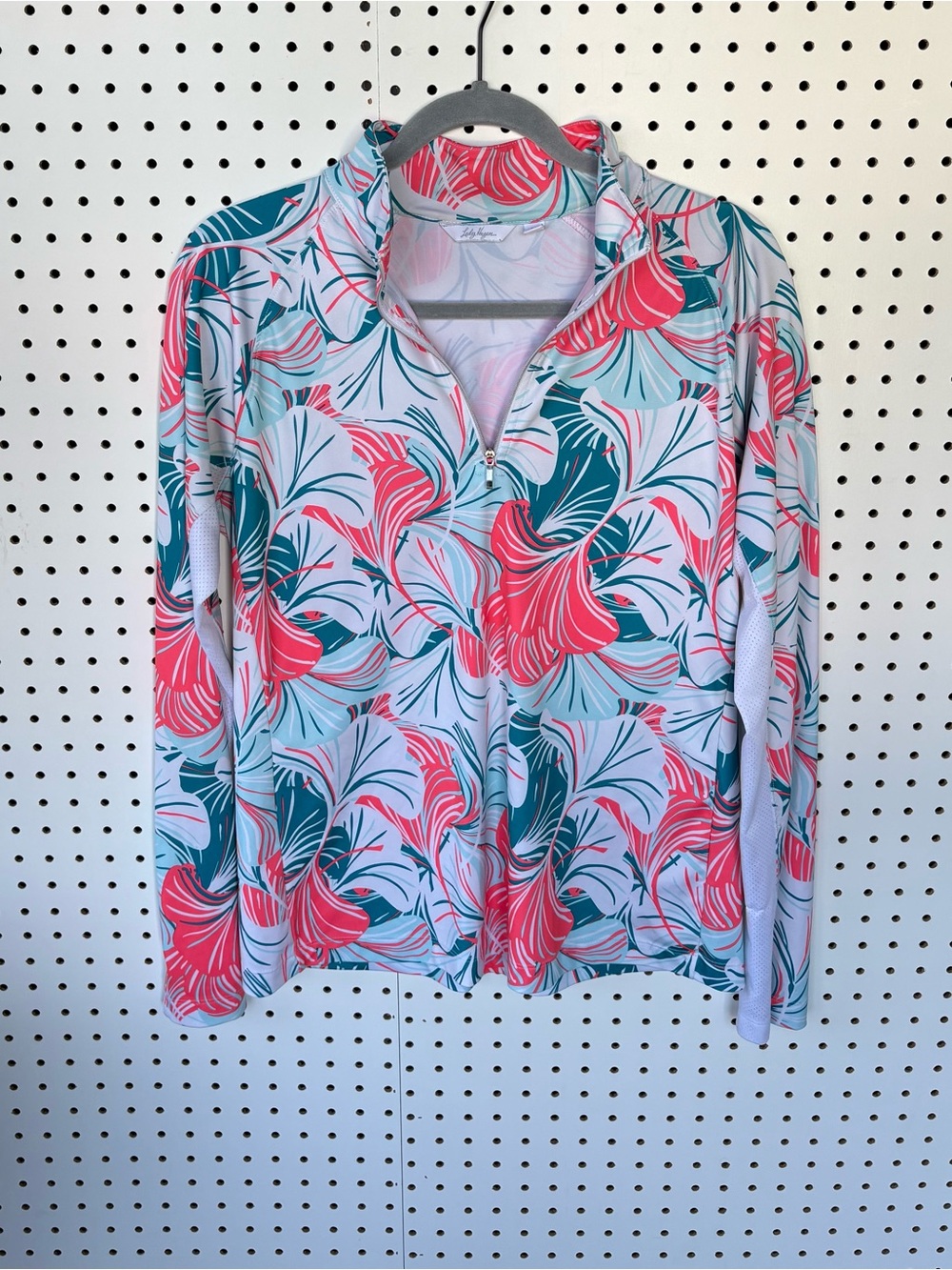 This Lady Hagen floral print 1/4 zip golf shirt M